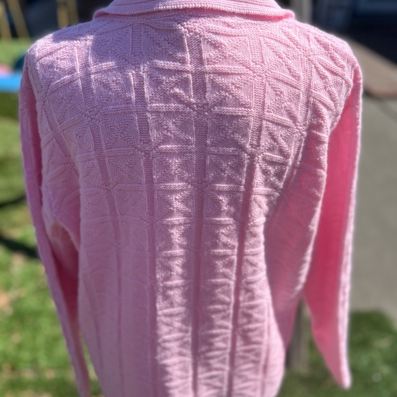 Vintage Billie Jo M Crochet Sweet Pink Long Sleeve Knit Cardigan Sweater USA - Picture 4 of 10